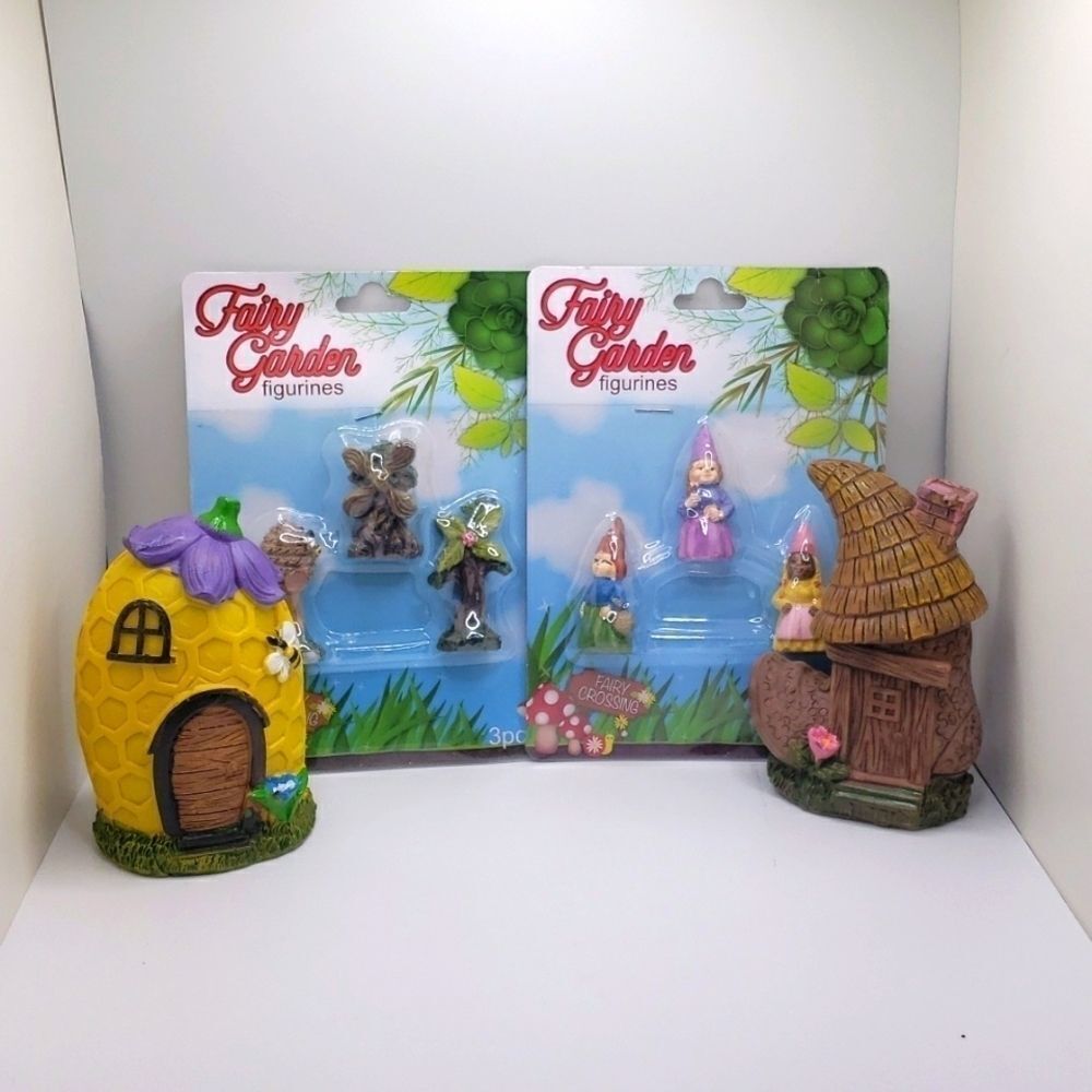 Fairy and Gnome house garden figure set shoe house